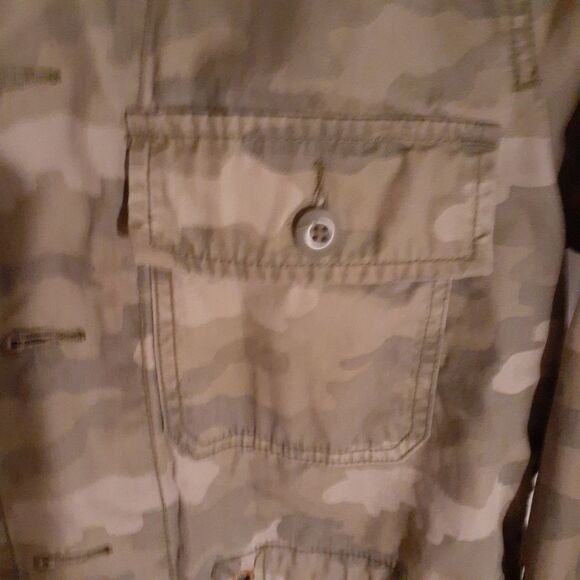 AEO jacket American Eagle Outfitters khaki green tan camo military m canvas top - Picture 2 of 7